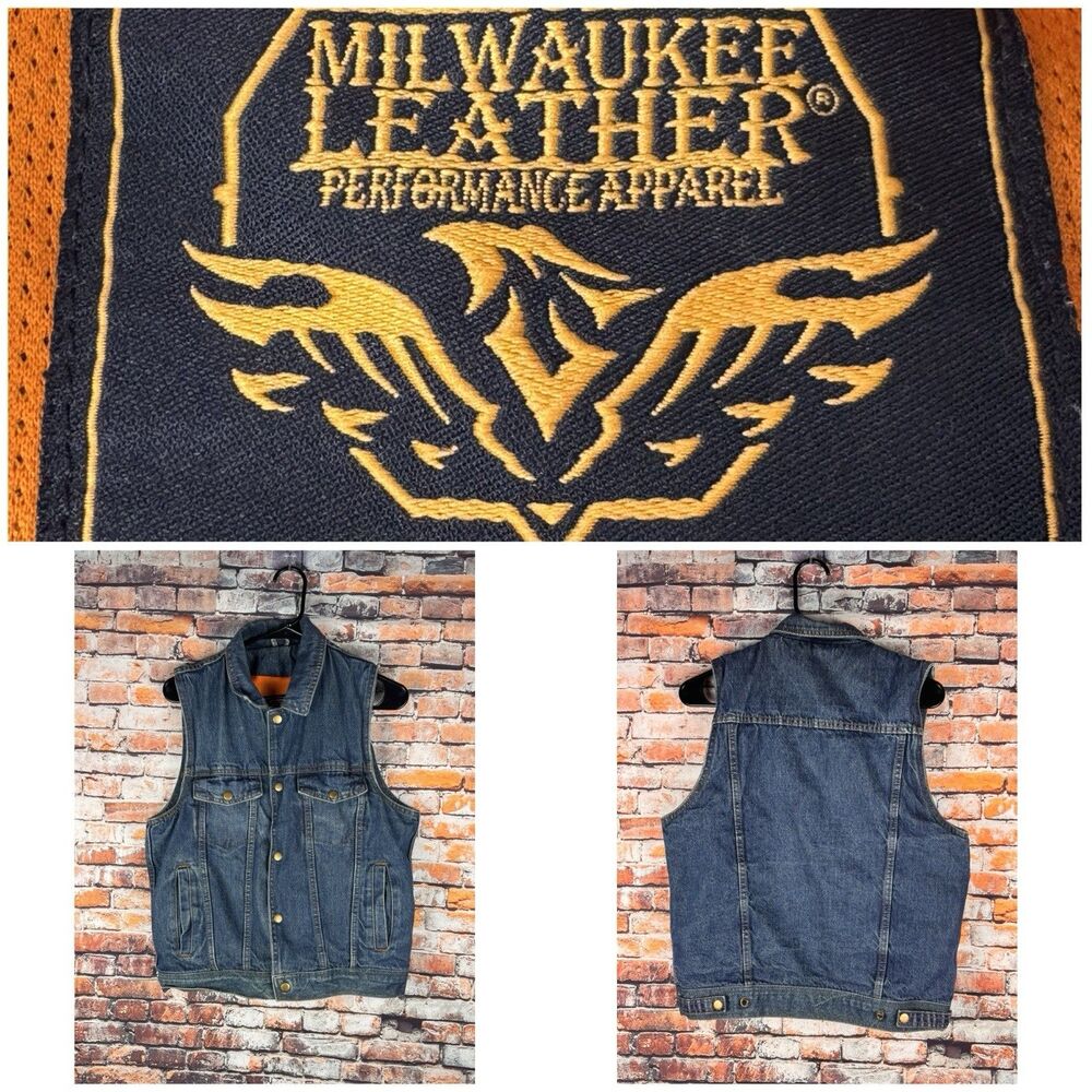 Milwaukee Leather Denim Vest Motorcycle Performance Apparell Small Button Snaps